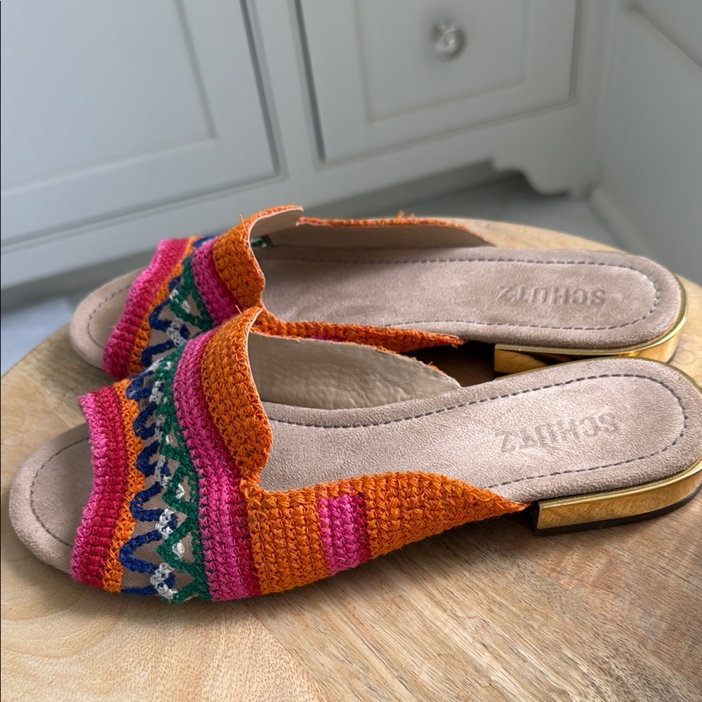 Schutz Women's Multicolor Crochet Slide Sandals - Picture 2 of 6